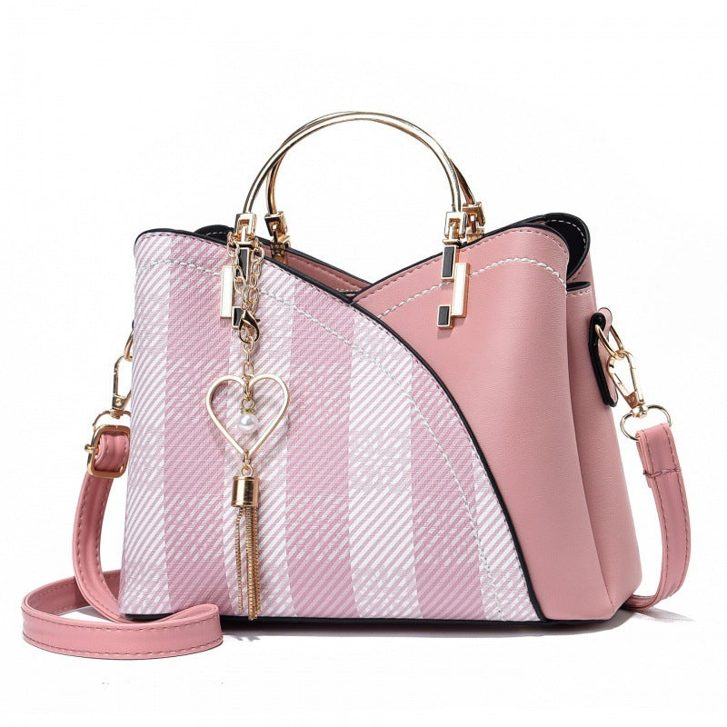 womens contrast color large capacity handbag
