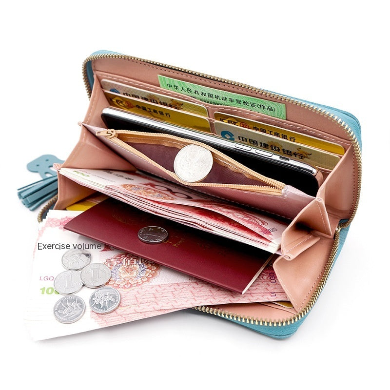 simple long color matching fashion coin purse card holder handbag