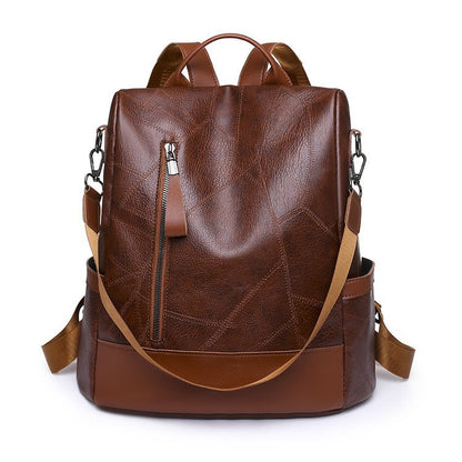 soft leather large capacity backpack