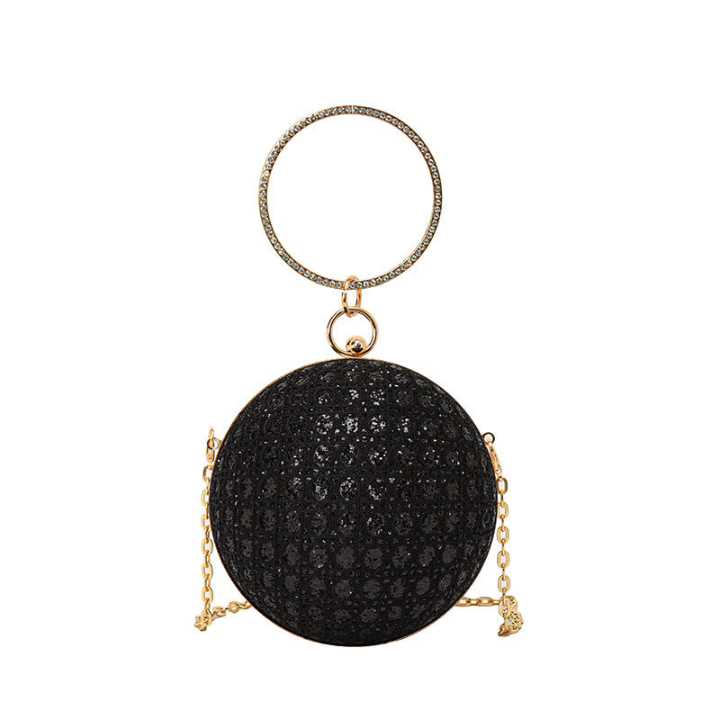 diamond retro shoulder bag womens crossbody chain ball small round bag