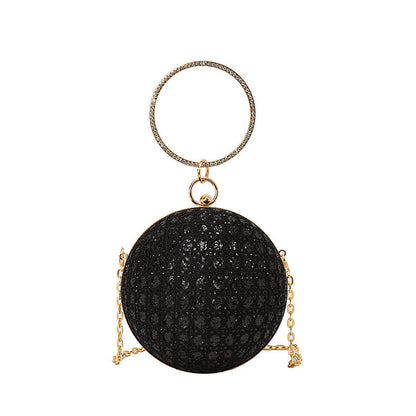 diamond retro shoulder bag womens crossbody chain ball small round bag
