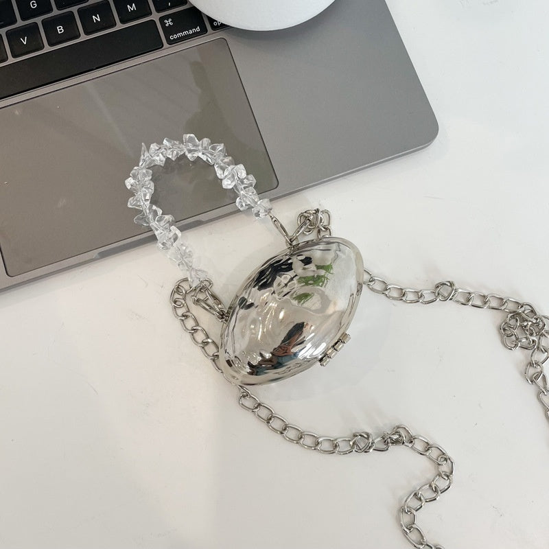 egg shell dinner party one shoulder crossbody chain womens bag