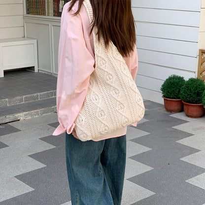 retro knitted bag handmade wool weaving