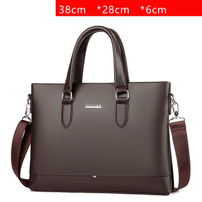 large capacity business handbag mens soft leather briefcase