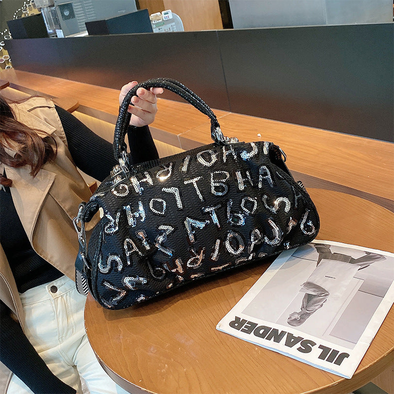 pillow bag womens large capacity sequin broadband handbag shoulder bag