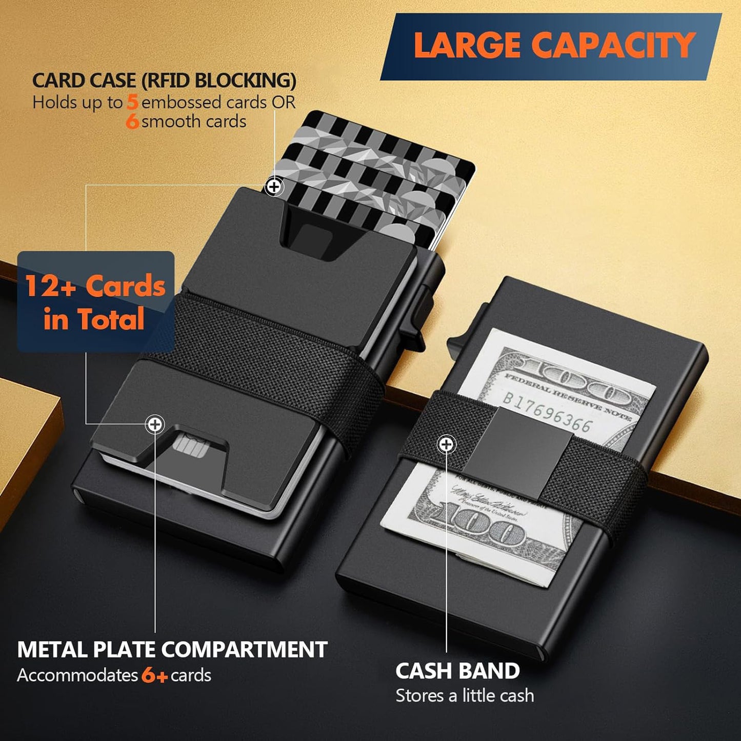 mens metal rfid anti magnetic aluminum alloy elastic band wallet card holder