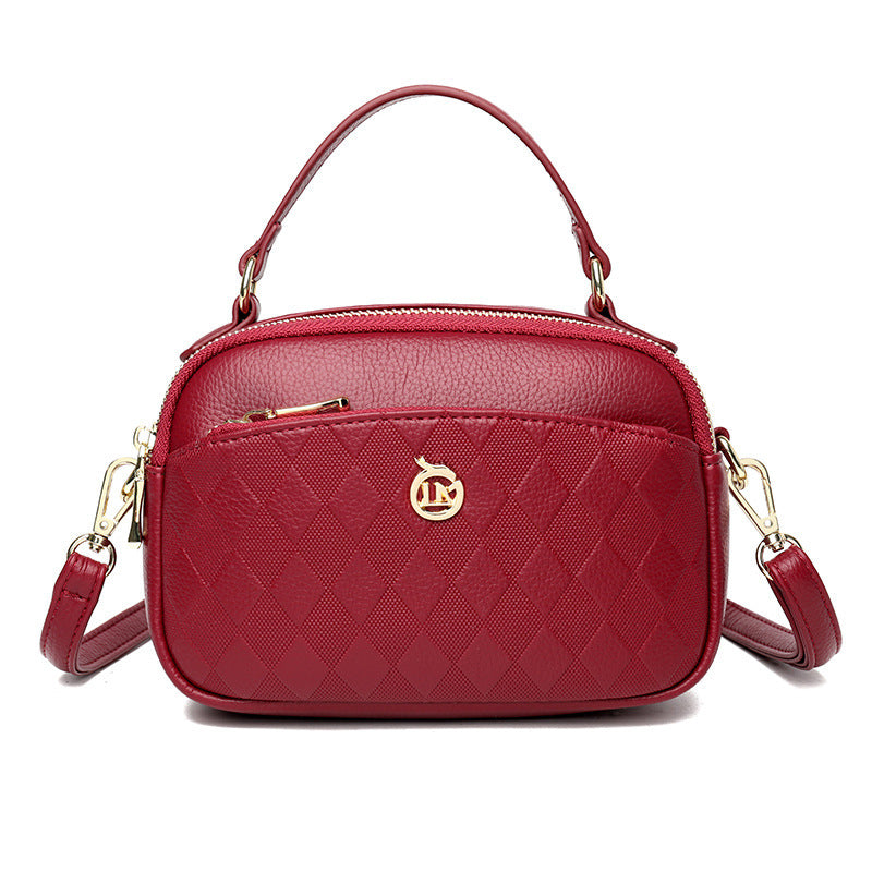 womens handbag multi layer large capacity soft leather embossed shoulder messenger bag womens bag fashion