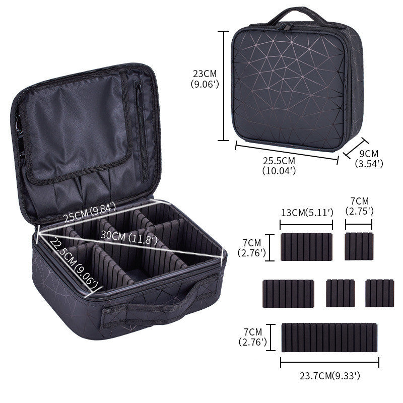 portable square diamond clapboard cosmetic bag large capacity waterproof cosmetic case set