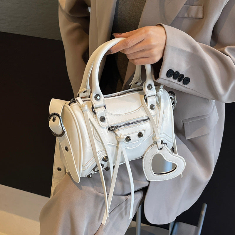 portable tassel rivet shoulder crossbody underarm pillow bag