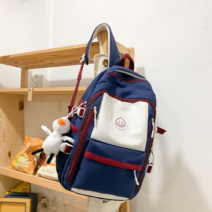 fashion color matching backpack ins simple korean version schoolbags junior high school college students bags