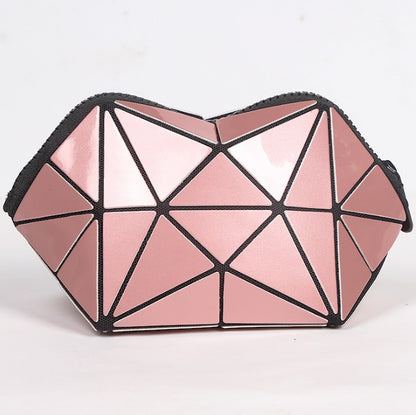 fashion geometric cosmetic bag for women ladies zipper bag organizer makeup cosmetics lightweight foldable travel make up bag