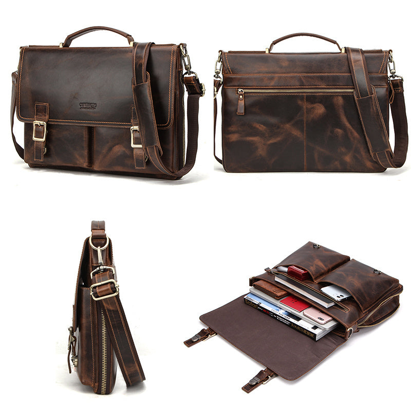 leather mens business briefcase