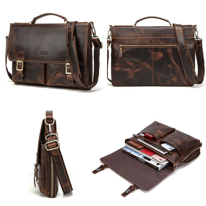 leather mens business briefcase