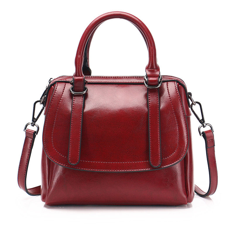 new style oil wax leather portable shoulder bag