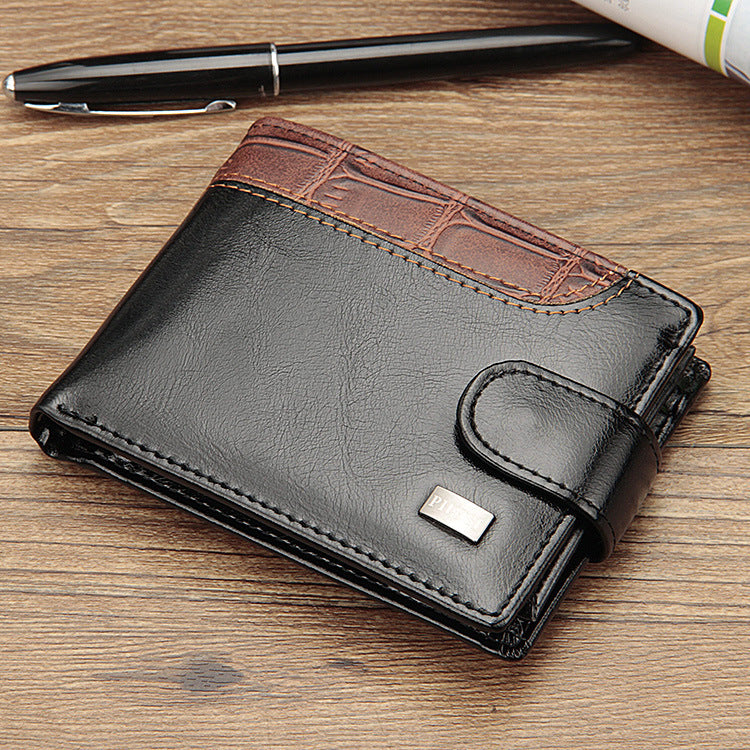 casual mens wallet short paragraph leather buckle buckle us dollar package cross section wallet