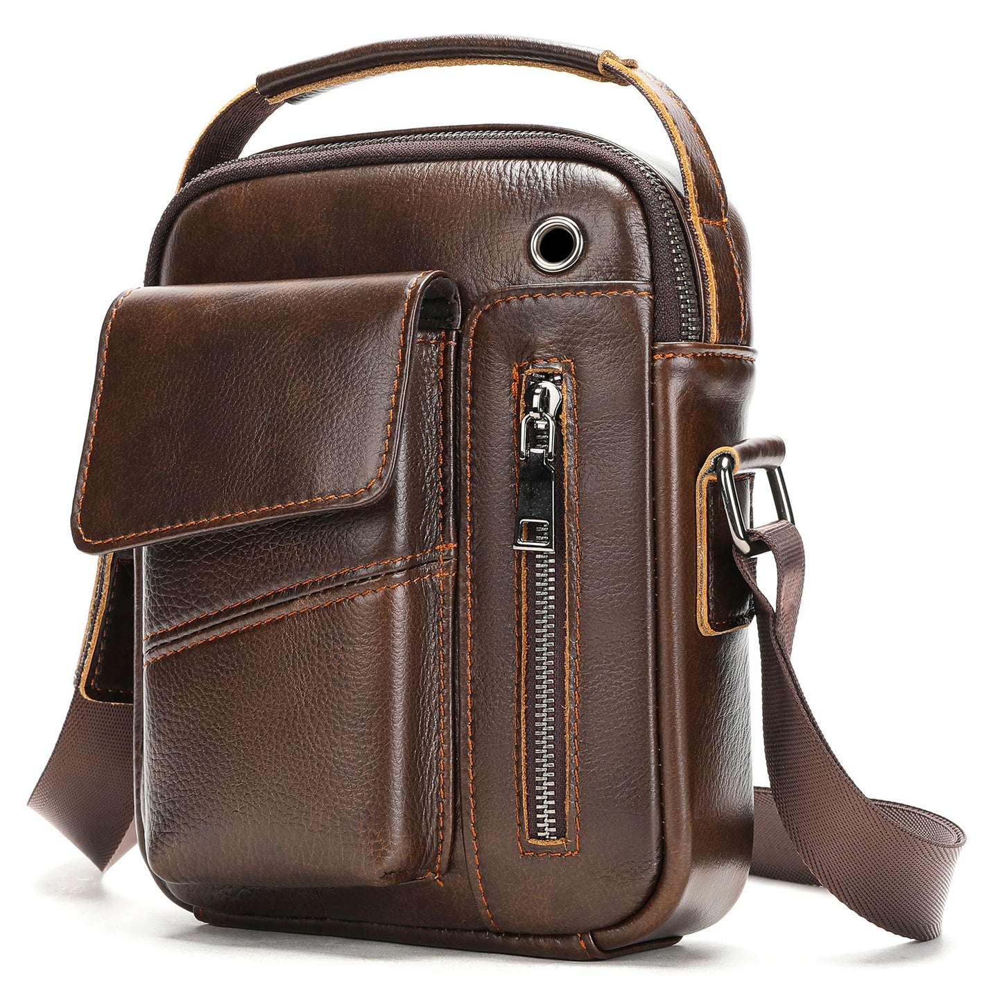 mens business minimalist leather crossbody bag