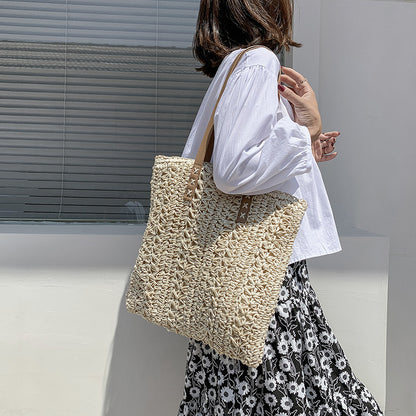 summer beach straw woven large capacity crossbody bag