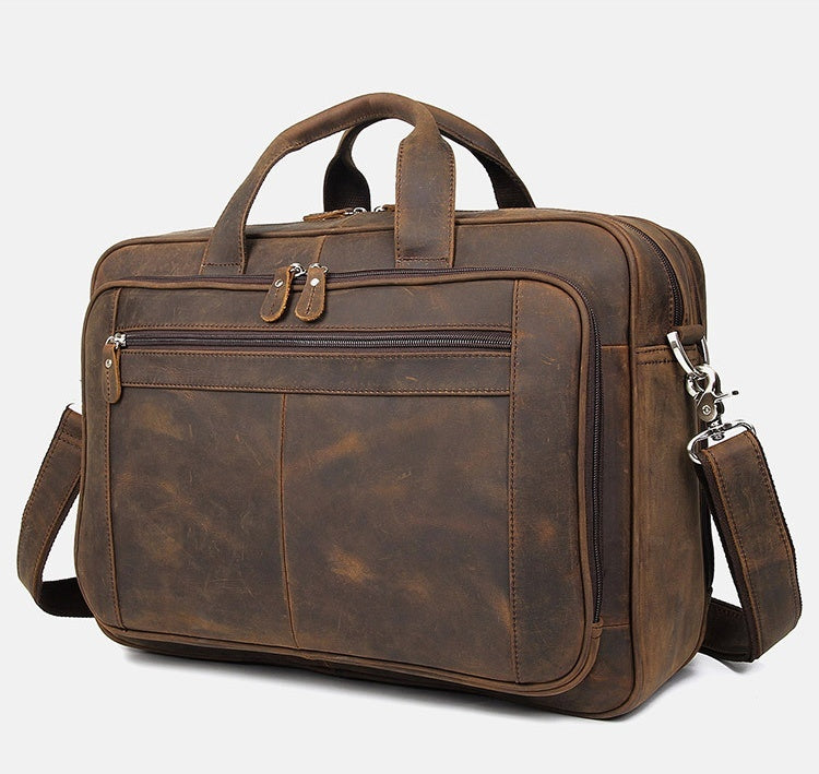 mens crazy horse leather business bag