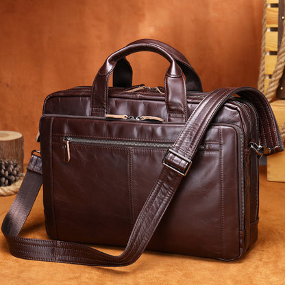 mens hand carrying genuine leather briefcase