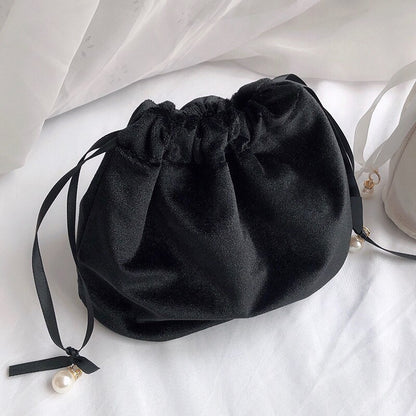 womens ins bucket bag versatile diagonal pearl bag