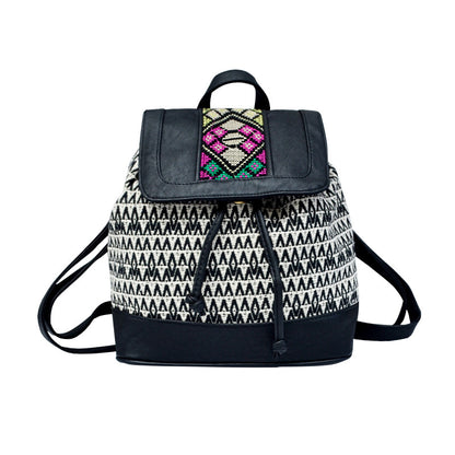 striped embroidered backpack