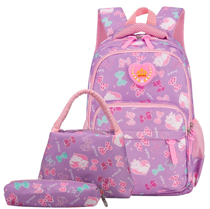 new student bag simple splash proof backpack sweet print backpack three piece