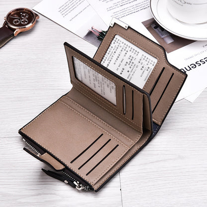 mens wallet vertical multi function card bag zipper buckle three fold wallet wallet coin purse us gold clip