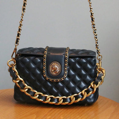 Stylish Solid-color High-end Diamond-quilted Crossbody Bag
