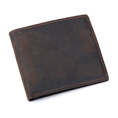 vintage mens wallet top layer crazy horse skin multifunction