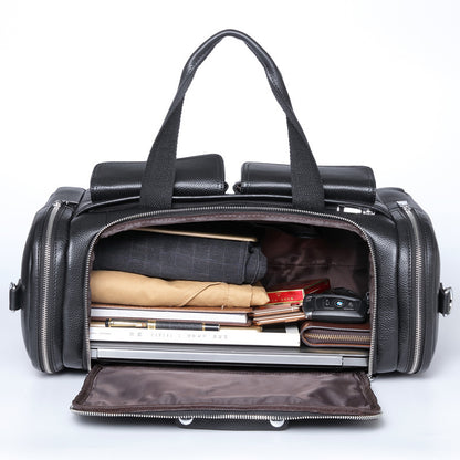 leather mens hand held large capacity short distance travel bag