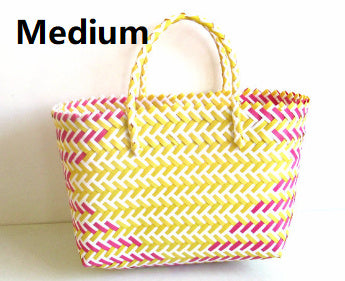 woven portable striped color matching beach fashion womens bag