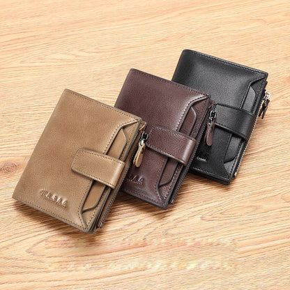 mens short leather fashion casual wallet