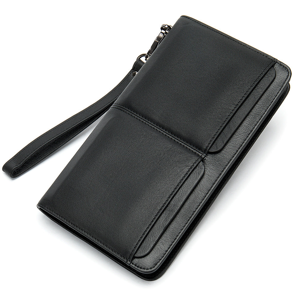 business double pocket mens wallet long wallet multiple card slots genuine leather mens clutch clutch