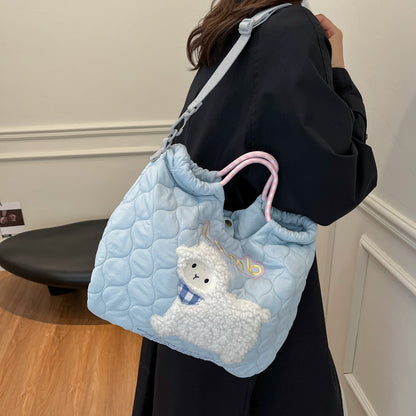 drawstring shoulder cute cartoon embroidery crossbody bag
