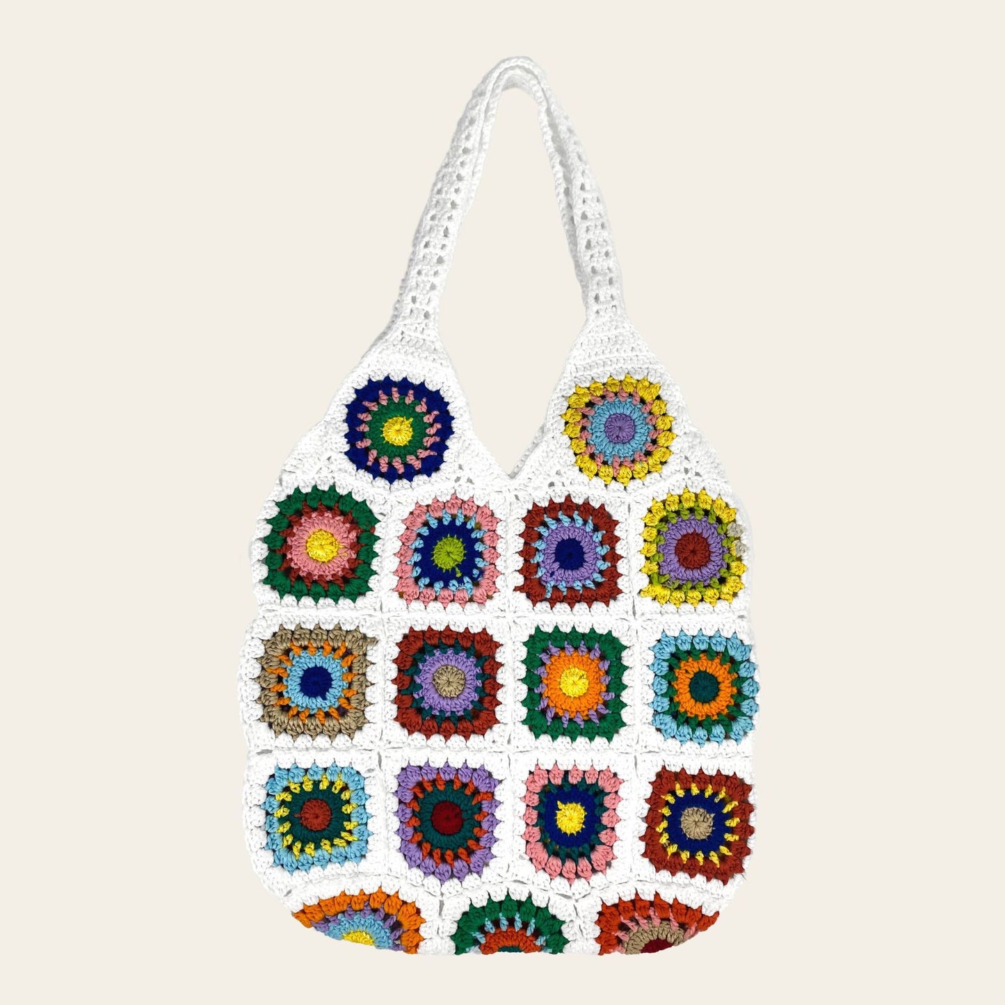 Ethnic Style Mixed Color Flowers Print One Shoulder Tote