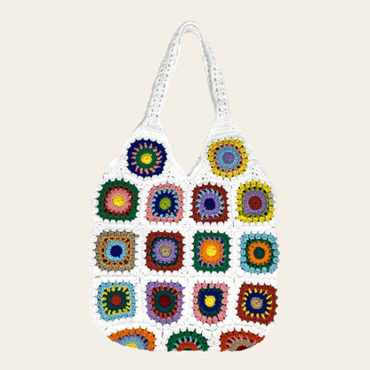 Ethnic Style Mixed Color Flowers Print One Shoulder Tote