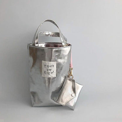 silver label bucket bag simple casual small handbag