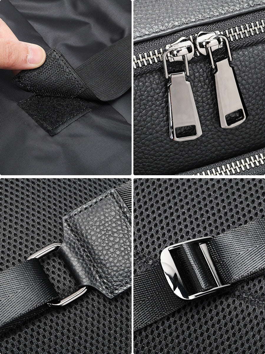 mens leather backpack multi functional large capacity portable