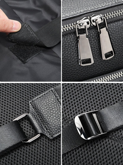 mens leather backpack multi functional large capacity portable