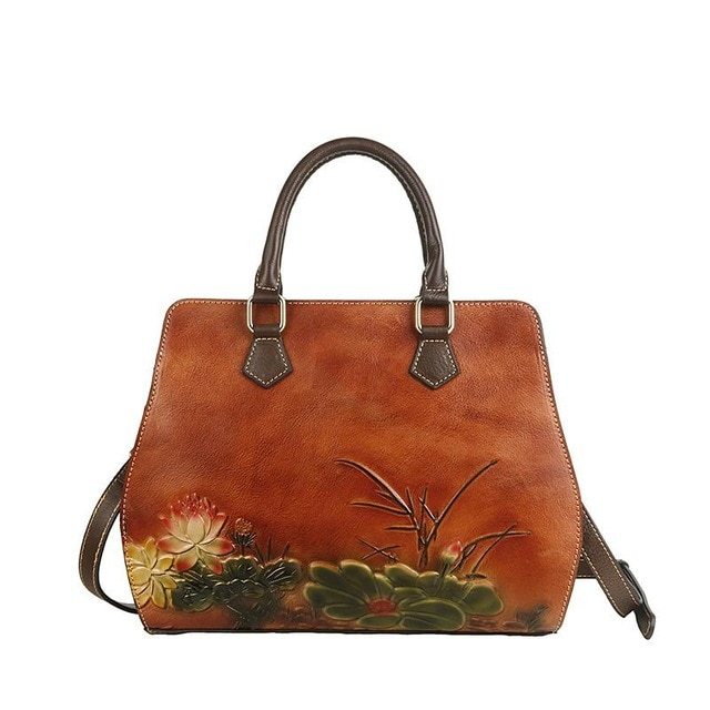 cowhide handbags cross border retro ladies handbags