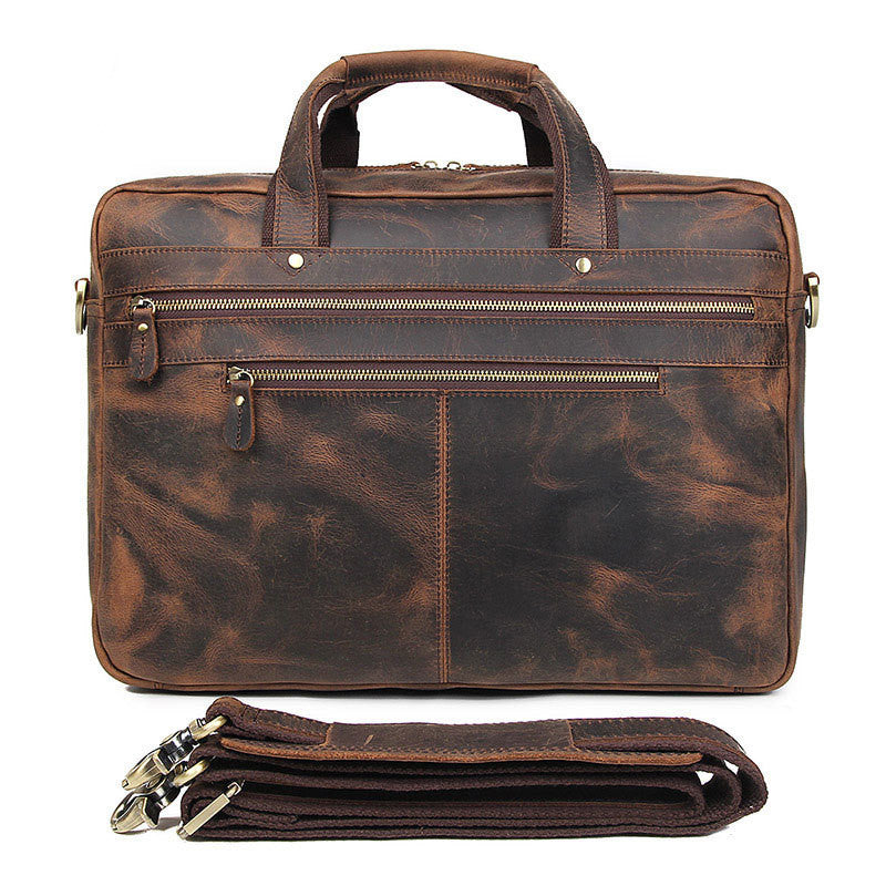 vintage leather mens bag crazy horse leather briefcase