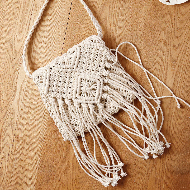 womens fashion retro tassel crossbody straw bag