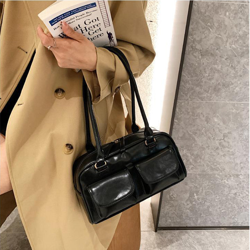 multi pocket design shoulder bag fashion versatile square handbags women underarm bags