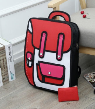 country comics student package two yuan backpack 3d backpack card ventilation computer bag oxford cloth bag personality