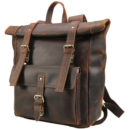 mens crazy horse leather travel backpack