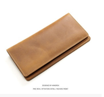 mens long retro slim leather wallet