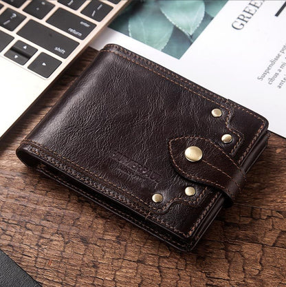 mens multi card anti magnetic real cowhide wallet