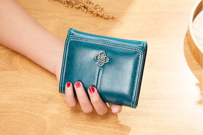 womens short trifold vintage wallet