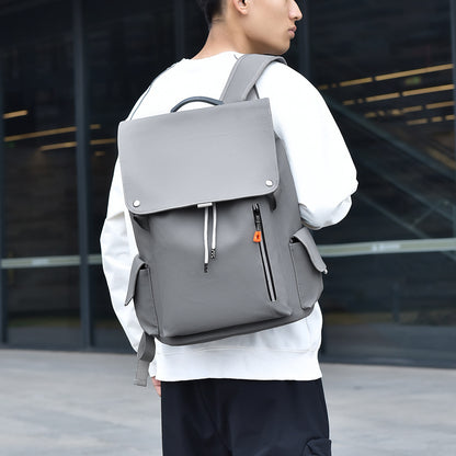 Men's Large Capacity Laminated Leather Fashionable Backpack