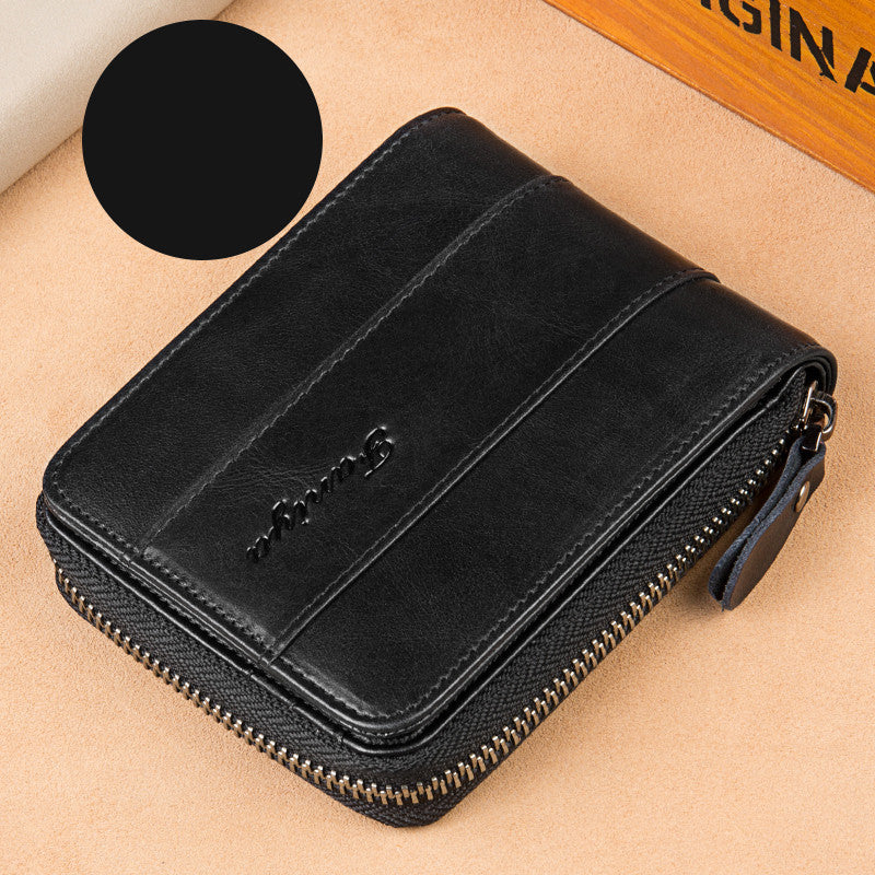 leather zipper drivers license card bag